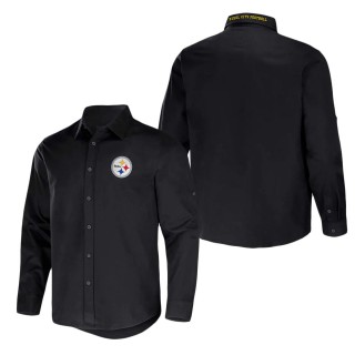 Men's Pittsburgh Steelers NFL x Darius Rucker Collection by Fanatics Black Convertible Twill Long Sleeve Button-Up Shirt