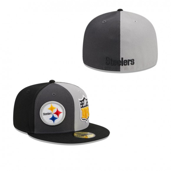 Pittsburgh Steelers Gray Black 2023 Sideline 59FIFTY Fitted Hat