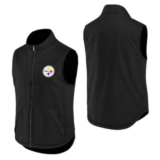 Men's Pittsburgh Steelers NFL x Darius Rucker Collection by Fanatics Black Sherpa-Lined Full-Zip Vest
