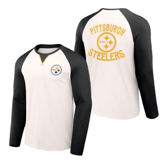 Pittsburgh Steelers NFL x Darius Rucker Collection Cream Black Long Sleeve Raglan T-Shirt