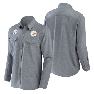 Men's Pittsburgh Steelers NFL x Darius Rucker Collection by Fanatics Gray Chambray Long Sleeve Button-Up Shirt