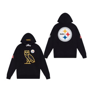 Pittsburgh Steelers OVO x NFL Black OG Owl Pullover Hoodie