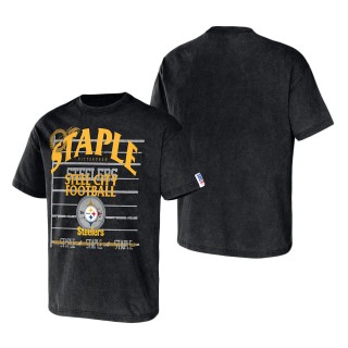 Men's Pittsburgh Steelers NFL x Staple Black Throwback Vintage Wash T-Shirt