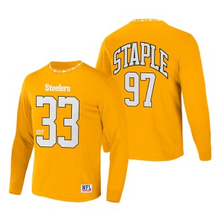 Men's Pittsburgh Steelers NFL x Staple Gold Core Team Long Sleeve T-Shirt