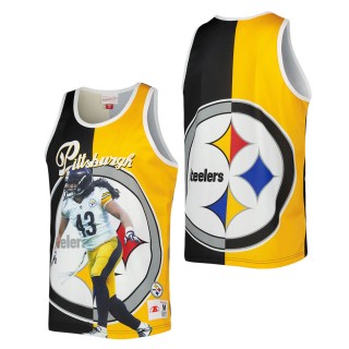 Men's Pittsburgh Steelers Troy Polamalu Mitchell & Ness Black Gold Retired Player Graphic Tank Top