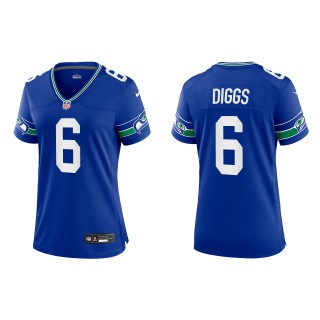Quandre Diggs Women Seattle Seahawks Royal Throwback Game Jersey