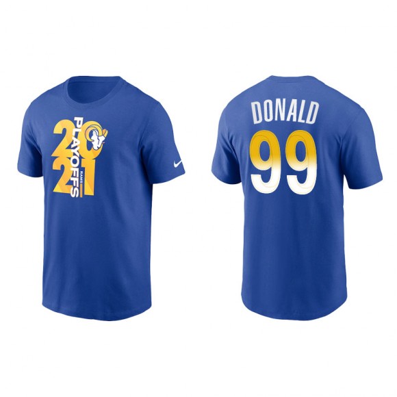 Men's Rams Aaron Donald Royal 2021 NFL Playoffs T-Shirt