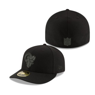 Men's Los Angeles Rams Black Alternate Logo Black on Black Low Profile 59FIFTY II Fitted Hat