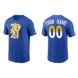 Men's Rams Custom Royal 2021 NFL Playoffs T-Shirt