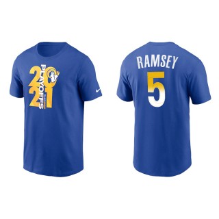 Men's Rams Jalen Ramsey Royal 2021 NFL Playoffs T-Shirt