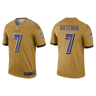 Men's Baltimore Ravens Rashod Bateman Gold Inverted Legend Jersey