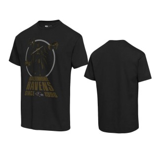 Baltimore Ravens Black Disney Star Wars Empire Title Crawl T-Shirt