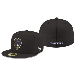 Baltimore Ravens Black Omaha Alternate Logo 59FIFTY Fitted Hat