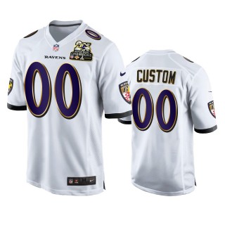 Baltimore Ravens Custom White 2X Super Bowl Champions Patch Game Jersey