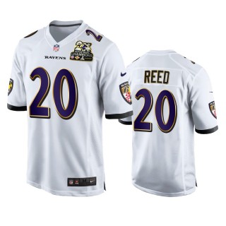 Baltimore Ravens Ed Reed White 2X Super Bowl Champions Patch Game Jersey