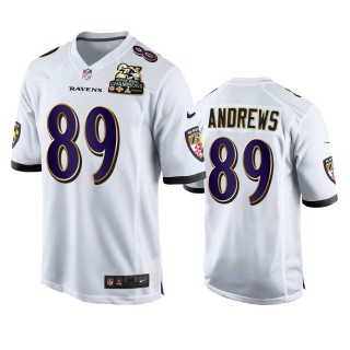 Baltimore Ravens Mark Andrews White 2X Super Bowl Champions Patch Game Jersey
