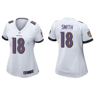 Women's Baltimore Ravens Roquan Smith White Game Jersey