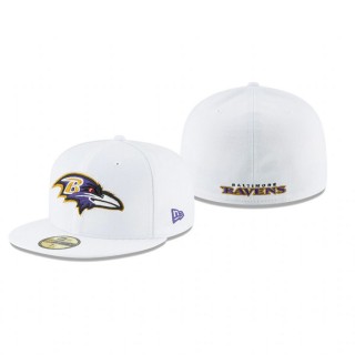 Baltimore Ravens White Omaha 59FIFTY Fitted Hat