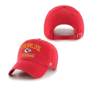 Chiefs Red Super Bowl LVIII Champions Clean Up Adjustable Hat