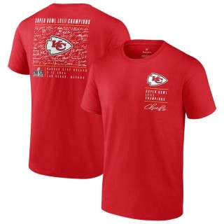 Chiefs Red Super Bowl LVIII Champions Roster Autograph Signing T-Shirt