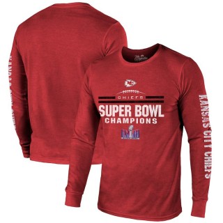 Chiefs Red Super Bowl LVIII Champions Tri-Blend Long Sleeve Hit T-Shirt