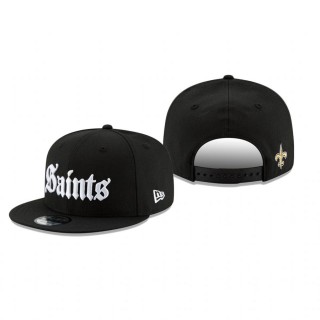 New Orleans Saints Black Gothic Script 9FIFTY Adjustable Snapback Hat