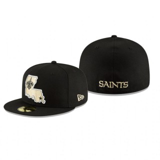 New Orleans Saints Black Omaha 59FIFTY Hat