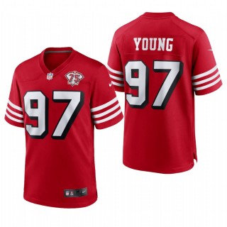 49ers Bryant Young 75th Anniversary Jersey Scarlet Throwback Game