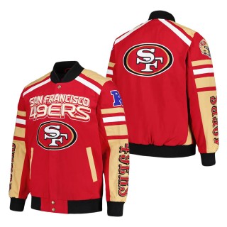 San Francisco 49ers G-III Sports by Carl Banks Scarlet Power Forward Racing Full-Snap Jacket