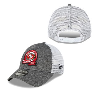 Men's San Francisco 49ers Heather Gray 2022 NFC West Division Champions Locker Room 9FORTY Adjustable Hat
