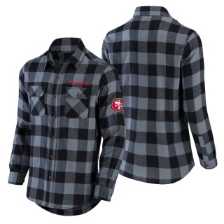 Men's San Francisco 49ers NFL x Darius Rucker Collection by Fanatics Black Flannel Long Sleeve Button-Up Shirt