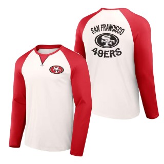 San Francisco 49ers NFL x Darius Rucker Collection Cream Scarlet Long Sleeve Raglan T-Shirt