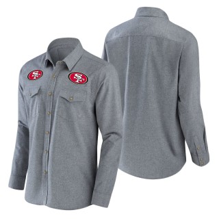 Men's San Francisco 49ers NFL x Darius Rucker Collection by Fanatics Gray Chambray Long Sleeve Button-Up Shirt