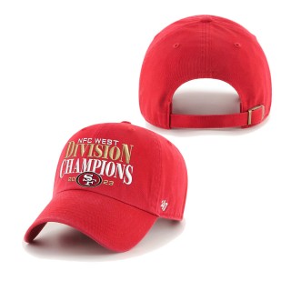 San Francisco 49ers Scarlet 2023 NFC West Division Champions Clean Up Adjustable Hat