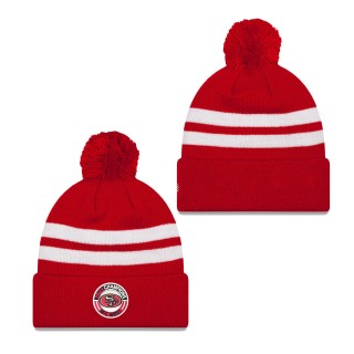 San Francisco 49ers Scarlet 2023 NFC West Division Champions Top Stripe Pom Knit Hat