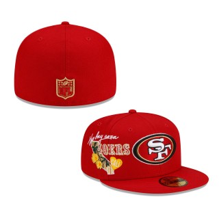 Men's San Francisco 49ers New Era Scarlet City Cluster 59FIFTY Fitted Hat