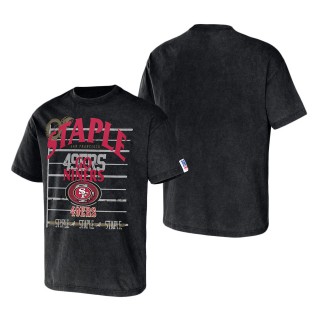 Men's San Francisco 49ers NFL x Staple Black Throwback Vintage Wash T-Shirt