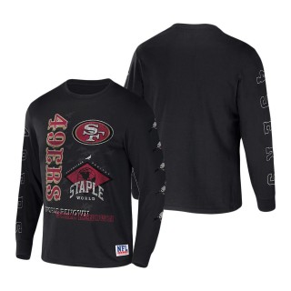 Men's San Francisco 49ers NFL x Staple Black World Renowned Long Sleeve T-Shirt