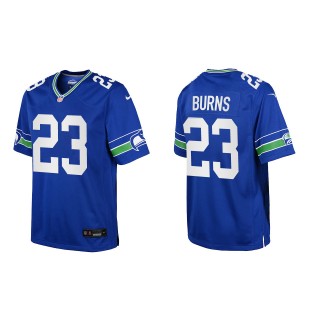 Youth Artie Burns Seahawks Royal Throwback Game Jersey