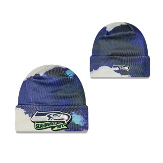 Men's Seattle Seahawks College Navy 2022 Sideline Ink Dye Cuffed Knit Hat