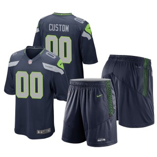 Seattle Seahawks Custom College Navy Game Shorts Jersey