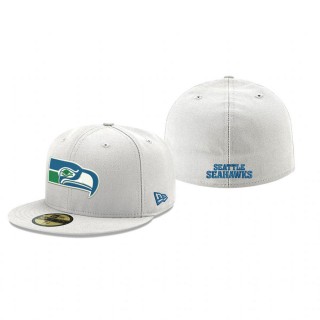 Seattle Seahawks White Omaha Historic Logo 59FIFTY Fitted Hat