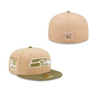 Seattle Seahawks 30th Season Saguaro Tan Olive 59FIFTY Fitted Hat