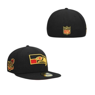 Seattle Seahawks Black 1998 Pro Bowl Cobra Kai 59FIFTY Fitted Hat