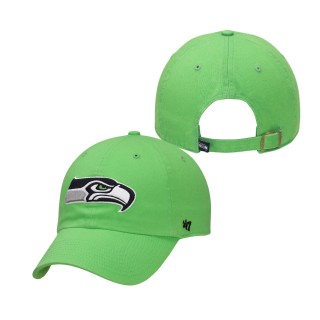 Men's Seattle Seahawks Brand Neon Green Clean Up Adjustable Hat