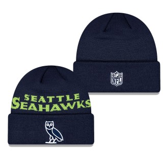 Seattle Seahawks College Navy OVO x NFL Cuffed Knit Hat