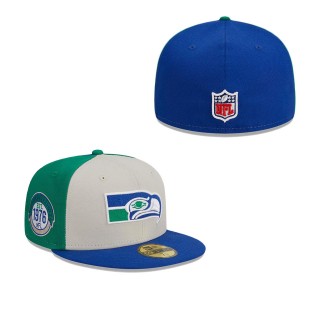 Seattle Seahawks Cream Royal 2023 Sideline Historic 59FIFTY Fitted Hat
