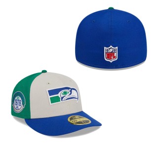 Seattle Seahawks Cream Royal 2023 Sideline Historic Low Profile 59FIFTY Fitted Hat