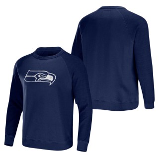 Men's Seattle Seahawks NFL x Darius Rucker Collection by Fanatics College Navy Raglan Fleece Pullover Sweatshirt