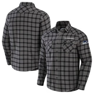 Seattle Seahawks NFL x Darius Rucker Flannel Long Sleeve Button-Up Shirt Gray
